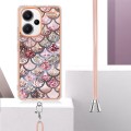 For Xiaomi Redmi Note 13 Pro+ 5G Electroplating IMD TPU Phone Case with Lanyard(Pink Scales)
