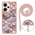 For Xiaomi Redmi Note 13 Pro+ 5G Electroplating IMD TPU Phone Case with Lanyard(Pink Scales)