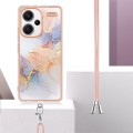 For Xiaomi Redmi Note 13 Pro+ 5G Electroplating IMD TPU Phone Case with Lanyard(White Marble)