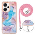 For Xiaomi Redmi Note 13 Pro+ 5G Electroplating IMD TPU Phone Case with Lanyard(Blue Marble)