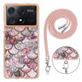 For Xiaomi  Poco X6 Pro  Electroplating IMD TPU Phone Case with Lanyard(Pink Scales)