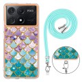 For Xiaomi  Poco X6 Pro  Electroplating IMD TPU Phone Case with Lanyard(Colorful Scales)