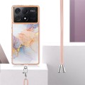 For Xiaomi  Poco X6 Pro  Electroplating IMD TPU Phone Case with Lanyard(White Marble)