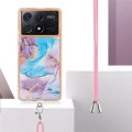 For Xiaomi  Poco X6 Pro  Electroplating IMD TPU Phone Case with Lanyard(Blue Marble)