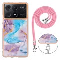 For Xiaomi  Poco X6 Pro  Electroplating IMD TPU Phone Case with Lanyard(Blue Marble)