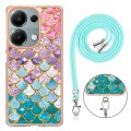 For Xiaomi Poco M6 Pro 4G Electroplating IMD TPU Phone Case with Lanyard(Colorful Scales)