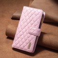 For iPhone 16 Pro Diamond Lattice Zipper Wallet Leather Flip Phone Case(Pink)