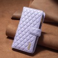 For iPhone 16 Pro Diamond Lattice Zipper Wallet Leather Flip Phone Case(Purple)