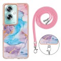 For OPPO A79 5G Global Electroplating IMD TPU Phone Case with Lanyard(Blue Marble)