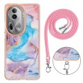For OPPO Reno11 Pro 5G Global Electroplating IMD TPU Phone Case with Lanyard(Blue Marble)