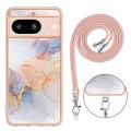 For Google Pixel 8 Electroplating IMD TPU Phone Case with Lanyard(White Marble)