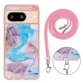 For Google Pixel 8 Electroplating IMD TPU Phone Case with Lanyard(Blue Marble)