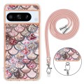 For Google Pixel 8 Pro Electroplating IMD TPU Phone Case with Lanyard(Pink Scales)