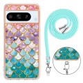For Google Pixel 8 Pro Electroplating IMD TPU Phone Case with Lanyard(Colorful Scales)