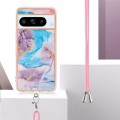 For Google Pixel 8 Pro Electroplating IMD TPU Phone Case with Lanyard(Blue Marble)
