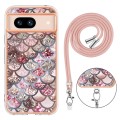 For Google Pixel 8a Electroplating IMD TPU Phone Case with Lanyard(Pink Scales)