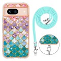 For Google Pixel 8a Electroplating IMD TPU Phone Case with Lanyard(Colorful Scales)