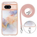 For Google Pixel 8a Electroplating IMD TPU Phone Case with Lanyard(White Marble)
