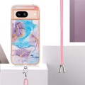 For Google Pixel 8a Electroplating IMD TPU Phone Case with Lanyard(Blue Marble)