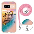 For Google Pixel 8a Electroplating IMD TPU Phone Case with Lanyard(Dream Butterfly)