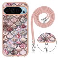 For Google Pixel 9 Electroplating IMD TPU Phone Case with Lanyard(Pink Scales)