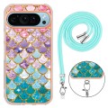 For Google Pixel 9 Electroplating IMD TPU Phone Case with Lanyard(Colorful Scales)