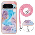 For Google Pixel 9 Electroplating IMD TPU Phone Case with Lanyard(Blue Marble)