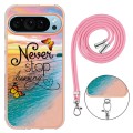 For Google Pixel 9 Electroplating IMD TPU Phone Case with Lanyard(Dream Butterfly)