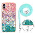 For Samsung Galaxy A04e Electroplating IMD TPU Phone Case with Lanyard(Colorful Scales)