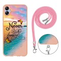 For Samsung Galaxy A04e Electroplating IMD TPU Phone Case with Lanyard(Dream Butterfly)