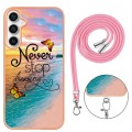 For Samsung Galaxy S23 FE 5G Electroplating IMD TPU Phone Case with Lanyard(Dream Butterfly)