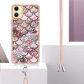 For Samsung Galaxy A05 Electroplating IMD TPU Phone Case with Lanyard(Pink Scales)