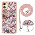 For Samsung Galaxy A05 Electroplating IMD TPU Phone Case with Lanyard(Pink Scales)