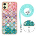 For Samsung Galaxy A05 Electroplating IMD TPU Phone Case with Lanyard(Colorful Scales)