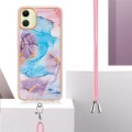 For Samsung Galaxy A05 Electroplating IMD TPU Phone Case with Lanyard(Blue Marble)