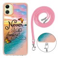 For Samsung Galaxy A05 Electroplating IMD TPU Phone Case with Lanyard(Dream Butterfly)