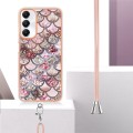 For Samsung Galaxy A05s Electroplating IMD TPU Phone Case with Lanyard(Pink Scales)