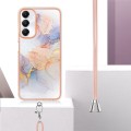 For Samsung Galaxy A05s Electroplating IMD TPU Phone Case with Lanyard(White Marble)