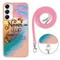 For Samsung Galaxy A05s Electroplating IMD TPU Phone Case with Lanyard(Dream Butterfly)
