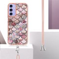 For Samsung Galaxy A15 5G Electroplating IMD TPU Phone Case with Lanyard(Pink Scales)