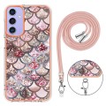 For Samsung Galaxy A15 5G Electroplating IMD TPU Phone Case with Lanyard(Pink Scales)