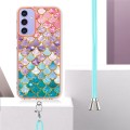 For Samsung Galaxy A15 5G Electroplating IMD TPU Phone Case with Lanyard(Colorful Scales)