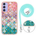 For Samsung Galaxy A15 5G Electroplating IMD TPU Phone Case with Lanyard(Colorful Scales)