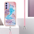 For Samsung Galaxy A15 5G Electroplating IMD TPU Phone Case with Lanyard(Blue Marble)