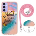 For Samsung Galaxy A15 5G Electroplating IMD TPU Phone Case with Lanyard(Dream Butterfly)