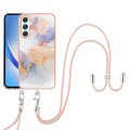 For Samsung Galaxy A25 5G Electroplating IMD TPU Phone Case with Lanyard(White Marble)