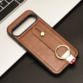 For Google Pixel 9 Pro Wristband Leather Back Phone Case(Brown)