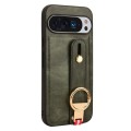 For Google Pixel 9 Wristband Leather Back Phone Case(Green)