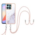 For Honor X6a Electroplating Marble Dual-side IMD Phone Case with Lanyard(White 006)