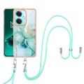 For OnePlus Nord CE3 Electroplating Marble Dual-side IMD Phone Case with Lanyard(Green 003)